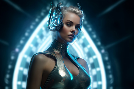 科技幻想女战士背景图片