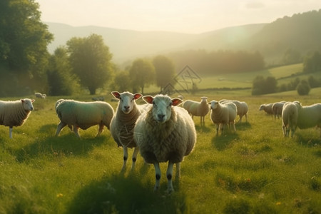 温柔放牧的绵羊图片