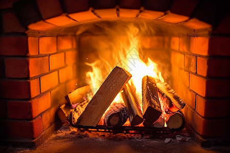 圣诞节壁炉柴火背景图片
