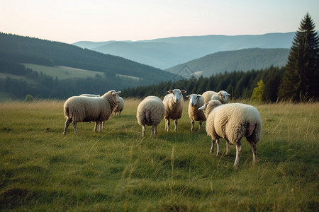 草坪上的羊群图片