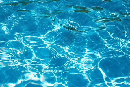 蓝色水池水中的蓝色波纹背景