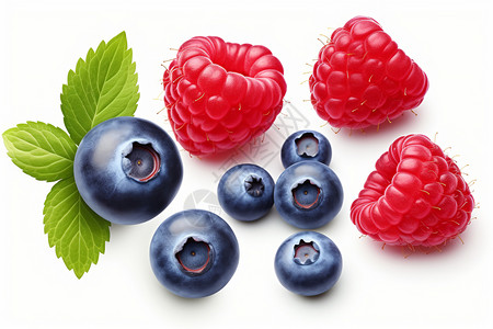 覆盆子背景多汁成熟的水果设计图片