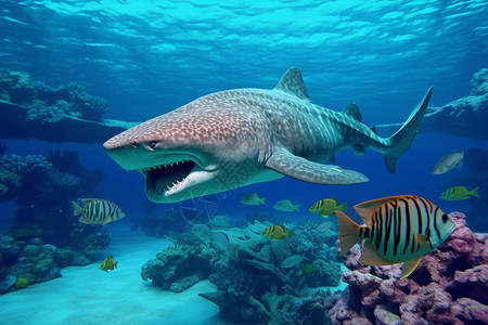 海底捕食者鲨鱼图片