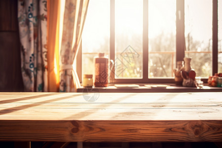 阳光照进房间木材桌子设计图片