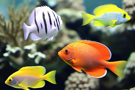 水族馆珊瑚神仙鱼高清图片