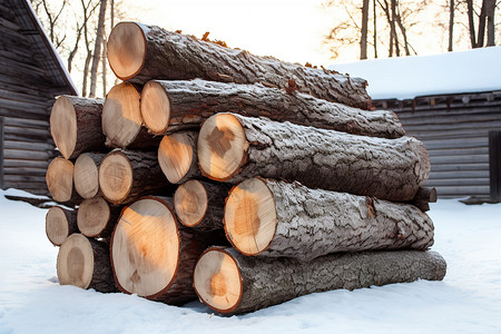 原木木材材料图片