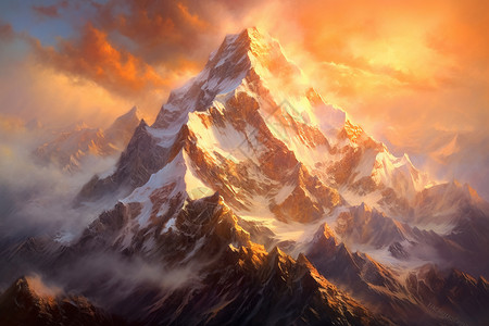 日落时雪山山脉图片