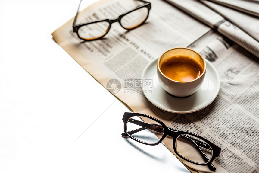 报纸上的咖啡图片