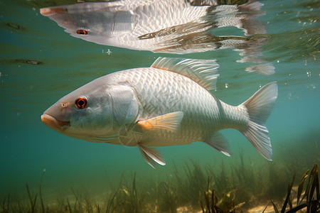 水下的生物红鱼背景图片