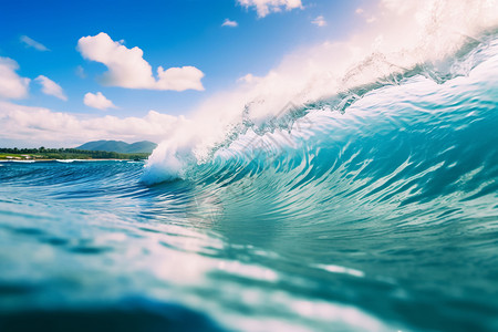 海洋中汹涌的波浪背景图片