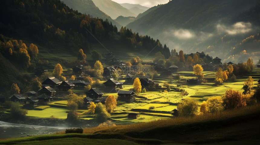 秋天的乡村风景图片