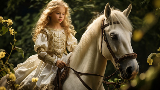 骑马的少女图片