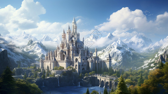 蓝天下的城堡背景图片