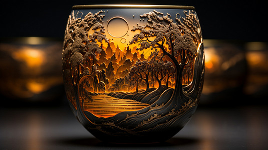 艺术玻璃水杯手绘的杯子背景