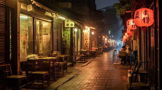 商家店铺复古的城市街道背景