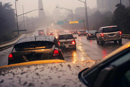 下雨天湿滑的路面高清图片