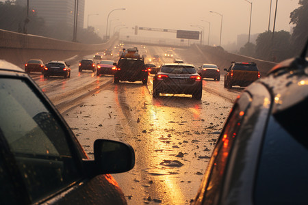 驾驶能见度差的下雨天图片