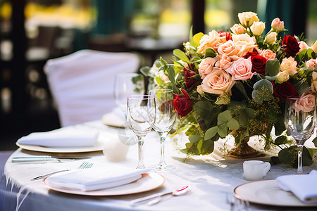 优雅婚礼桌面植物高清图片