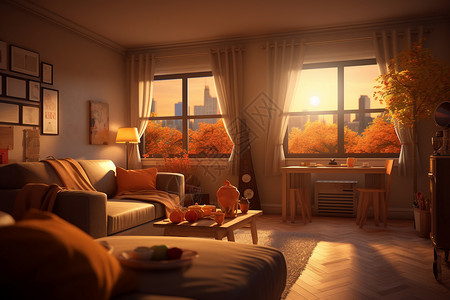 清晰暖色调的房间背景图片