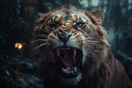 凶猛咆哮的豹子图片
