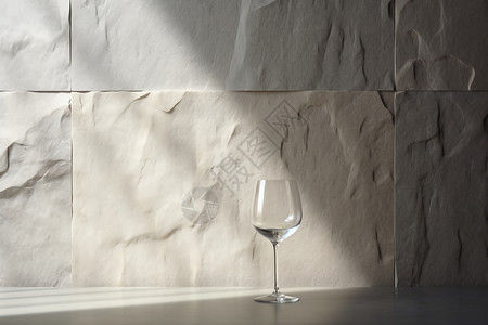 白葡萄酒素材极简石墙玻璃杯背景设计图片