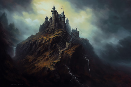 超现实哥特风城堡背景图片