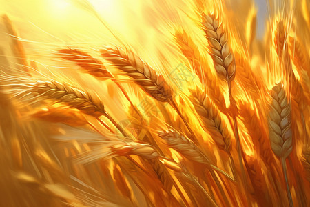 成熟的小麦风中摇曳的麦秆设计图片