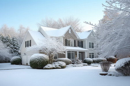 雪天的住宅图片