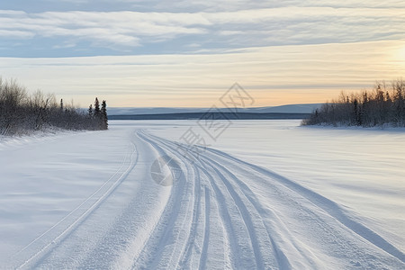 白色通道一望无际的雪地背景