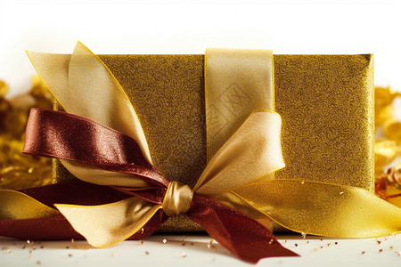 丝绸包扎的礼物盒背景图片