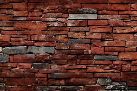 粘土建筑红色老化的砖墙背景