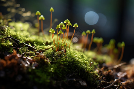 破土而出素材破土而出的苔藓植物背景