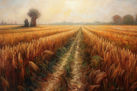 一排排的麦秆背景图片