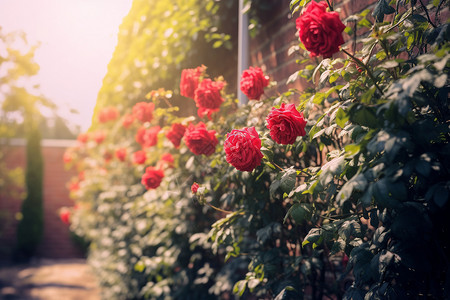 玫瑰园鲜花背景图片