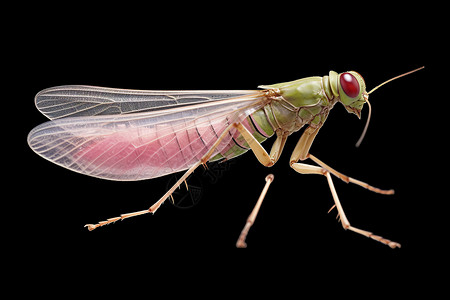 黑色背景上的粉红色昆虫背景图片