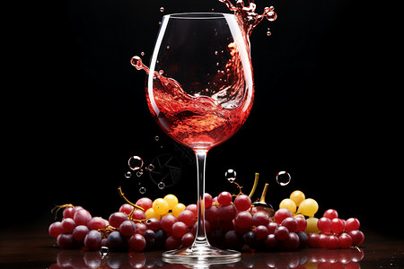 新鲜葡萄酿造的红酒背景图片