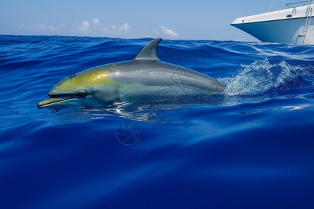大海中的海豚背景图片