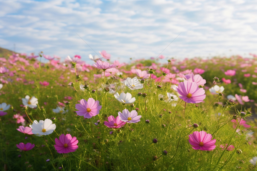夏季盛开的粉红色野花图片
