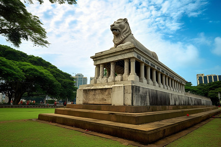 地标性雄狮纪念碑背景图片