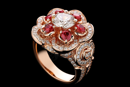 花朵形状的宝石戒指背景图片