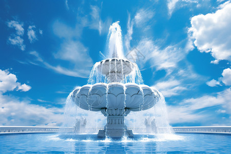 喷泉水柱美丽的喷泉设计插画