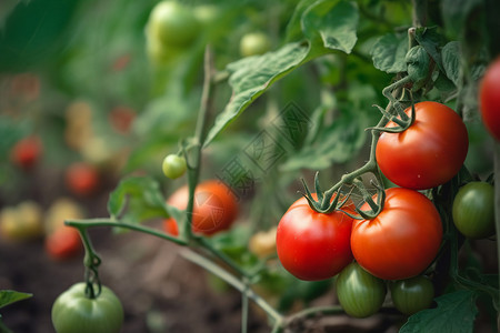 温室中成熟的小番茄背景图片