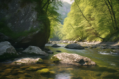 清澈的山间溪流图片