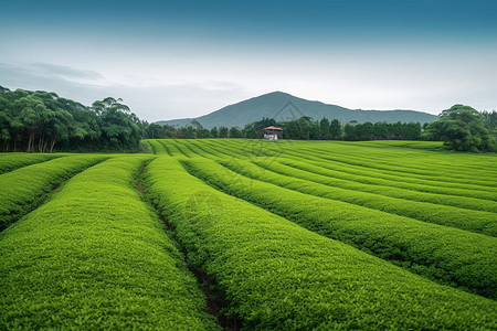 新鲜绿色的茶园图片