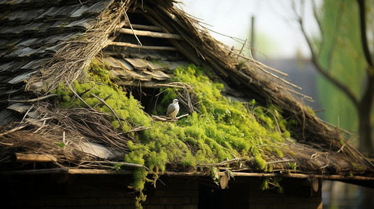 布满苔藓的鸟窝高清图片
