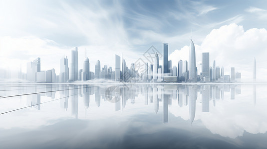 白色水晕商业金融城市背景设计图片