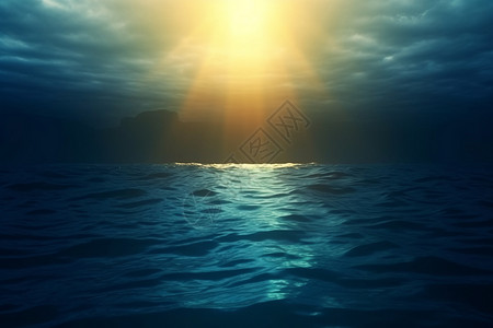 深海海面上的阳光图片