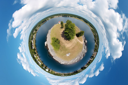 湖心岛的全景图图片