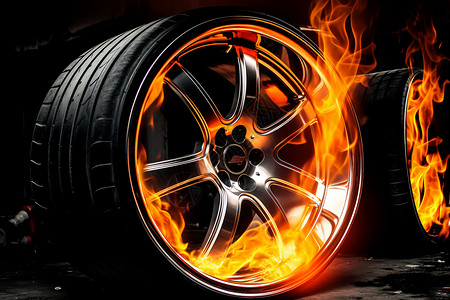 燃烧的轮胎创意概念图背景图片