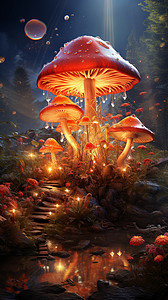 童话世界的蘑菇背景图片